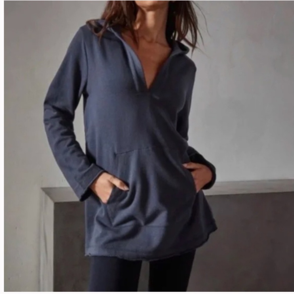 James Perse Hooded Tunic, Size 1, Titan/Blue - NWT